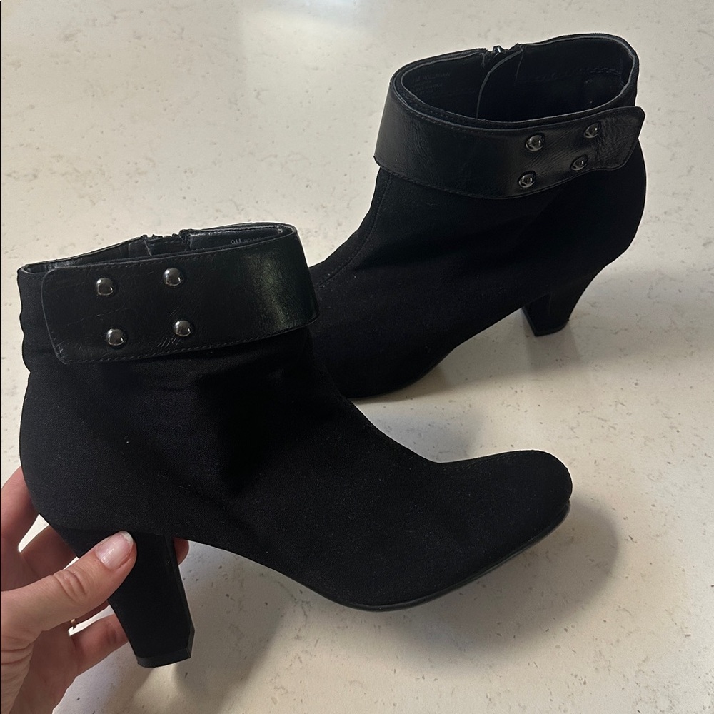 Black Ankle Boots with Strap Detail